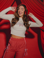 All You Need is Love Off White Micro Cropped LS Tee