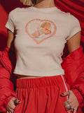 Cupid Heart Off White Micro Cropped Tee