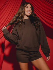 The Weekend Edit Brown Mock Neck Sweatshirt