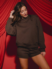 The Weekend Edit Brown Mock Neck Sweatshirt