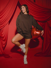 The Weekend Edit Brown Mock Neck Sweatshirt