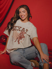 Texas Hearts & Horses Off White Thrifted Tee