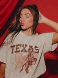 Texas Hearts & Horses Off White Thrifted Tee