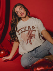Texas Hearts & Horses Off White Thrifted Tee