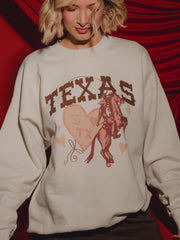 Texas Hearts & Horses Natural Sweatshirt