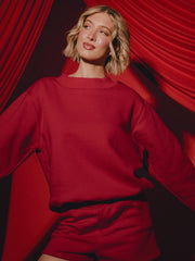 The Weekend Edit Red Mock Neck Sweatshirt