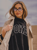 OSU Cowboys Polka Dot Puff Ink Weekend Black Mock Neck Sweatshirt