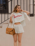 OU Sooners Bold Script Off White Heavyweight Cropped Tee
