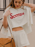 OU Sooners Bold Script Off White Heavyweight Cropped Tee