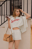 OU Sooners Bold Script Off White Heavyweight Cropped Tee