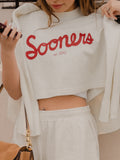 OU Sooners Bold Script Off White Heavyweight Cropped Tee