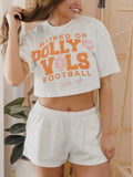 Raised on Dolly Parton & TN Vols Pink Football Off White Heavyweight Cropped Tee