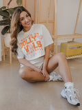 Raised on Dolly Parton & TN Vols Pink Football Off White Heavyweight Cropped Tee