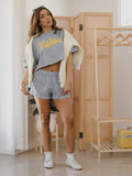 TU Golden Hurricane Bold Script Denim Blue Heavyweight Cropped Tee