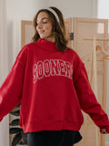 OU Sooners Polka Dot Puff Ink Red Reversible Mock Neck Sweatshirt
