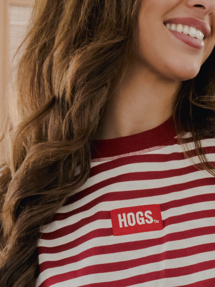 *COMING SOON* Arkansas Razorbacks Block Stich Red/White Stripe Long Sleeve Tee