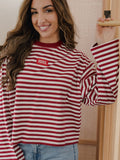 *COMING SOON* Arkansas Razorbacks Block Stich Red/White Stripe Long Sleeve Tee