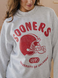 OU Sooners Varsity Stamp Ash Gray Thrifted Sweatshirt