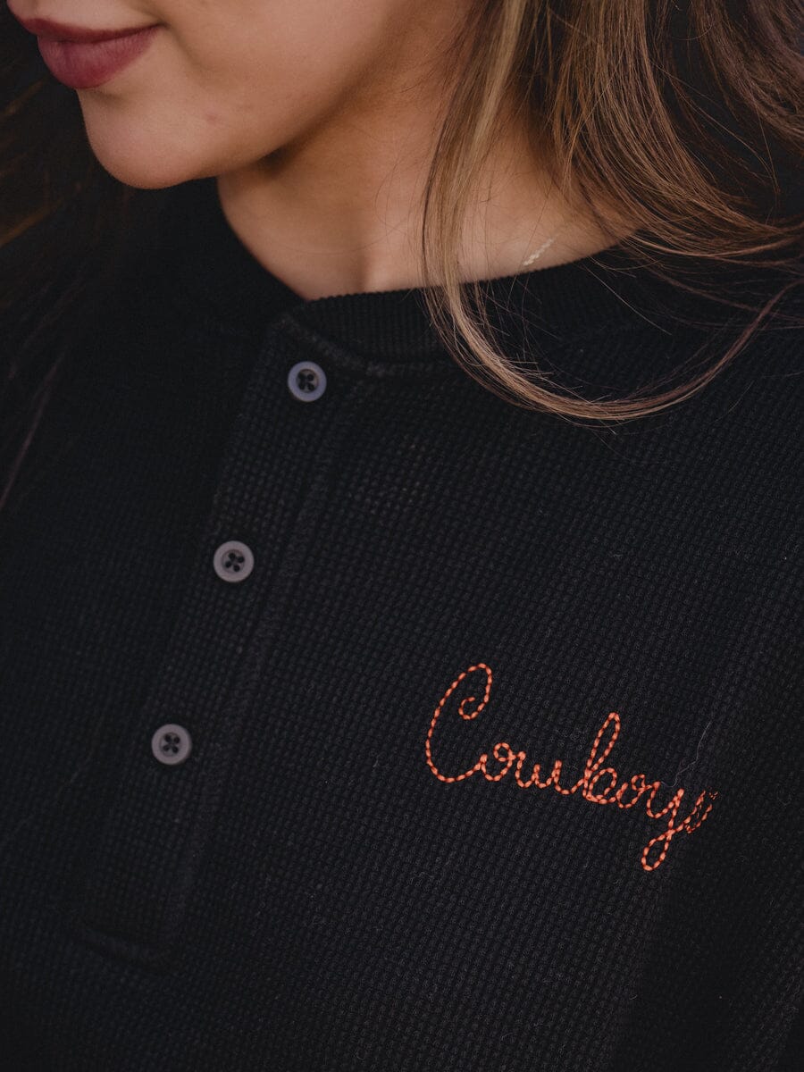 *COMING SOON* OSU Cowboys Stitched Black Signature Waffle Top