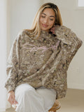 Dolly Parton Signature Script Camo Weekend Mock Neck Sweatshirt
