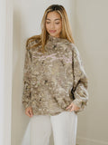 Dolly Parton Signature Script Camo Weekend Mock Neck Sweatshirt