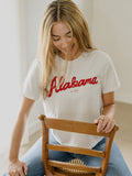 Alabama Crimson Tide Bold Script Vintage White Ellie Heavyweight Tee