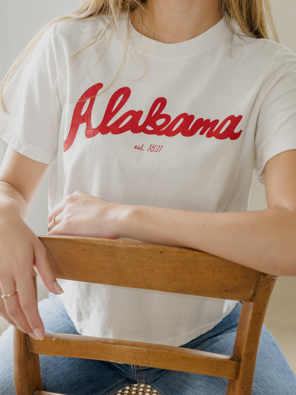 Alabama Crimson Tide Bold Script Vintage White Ellie Heavyweight Tee