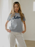 Auburn Tigers Bold Script Light Blue Ellie Heavyweight Tee