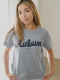 Auburn Tigers Bold Script Light Blue Ellie Heavyweight Tee