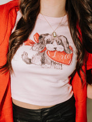 Puppy Love Pink Micro Cropped Tee