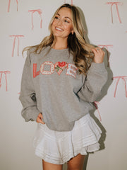 LOVE Quilt Gray Thrifted Sweatshirt