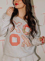 XOXO Quilt Print Gray Flashdance Sweatshirt