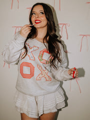 XOXO Quilt Print Gray Flashdance Sweatshirt