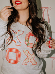 XOXO Quilt Print Gray Flashdance Sweatshirt