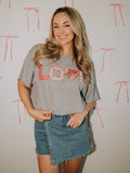Love Quilt Print Gray Thrifted Tee