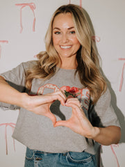 Love Quilt Print Gray Thrifted Tee