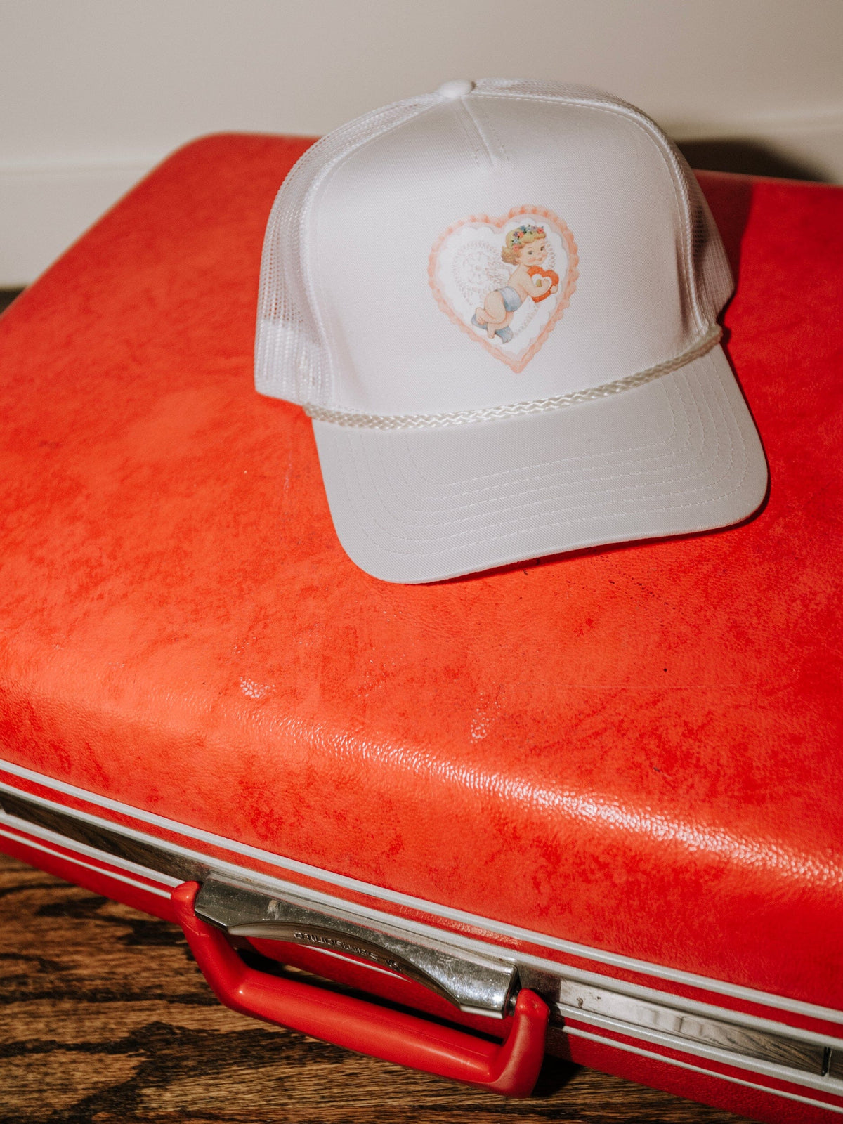 Cupid Heart White Trucker Hat