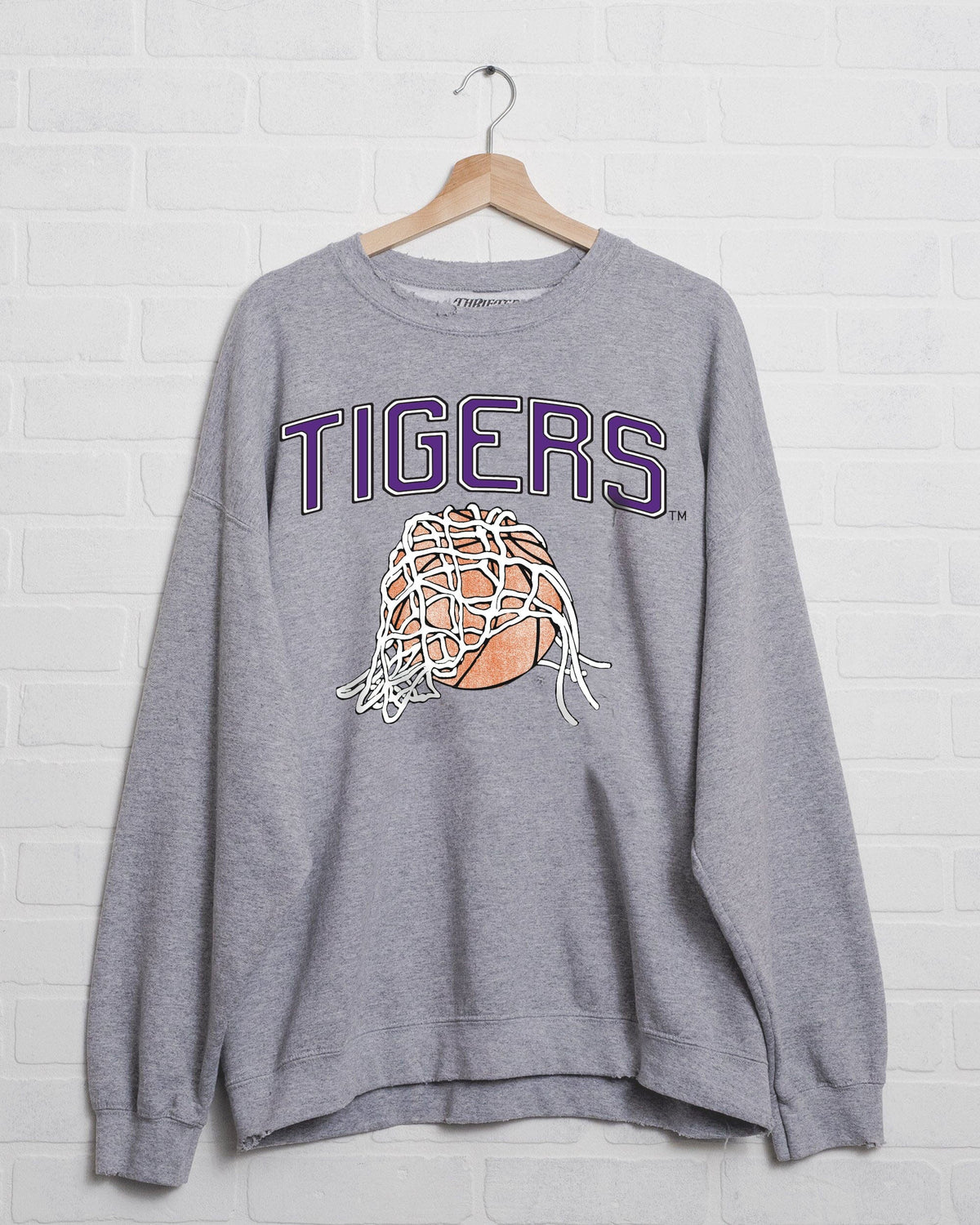 LSU Tigers Basketball Fling Puff Ink Gray Thrifted Sweatshirt