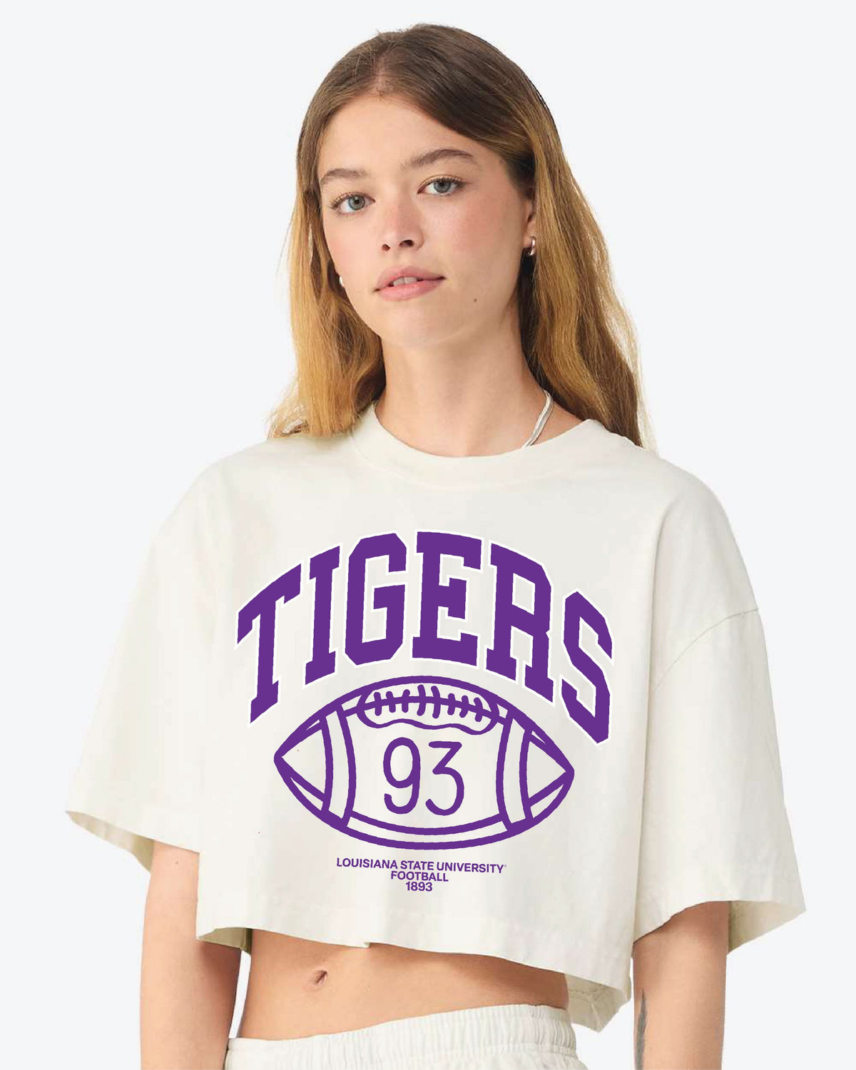 LSU Tigers Campus Classic Off White Heavyweight Cropped Tee