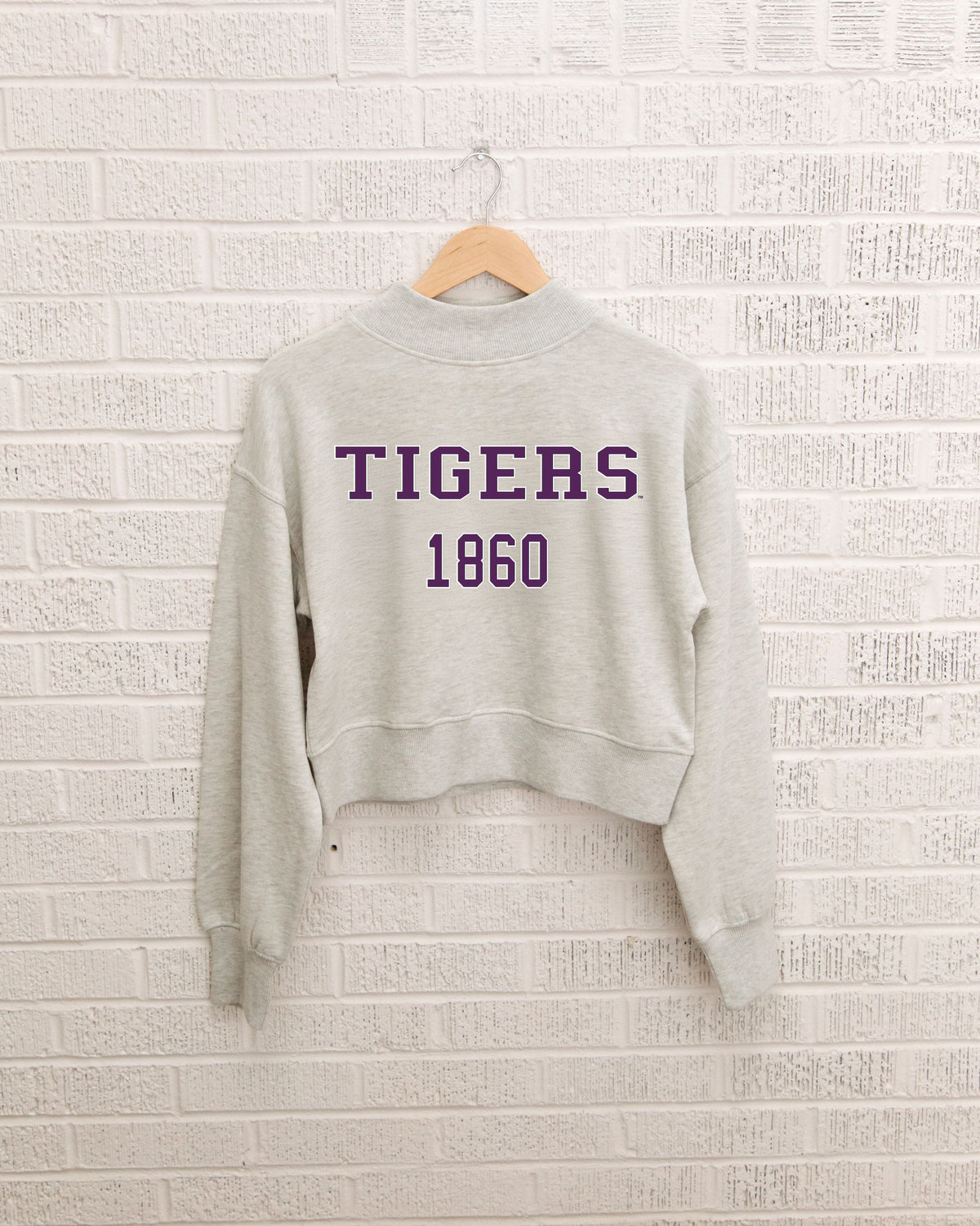 LSU Tigers College Block Puff Ink Gray Mock Neck Hi-Dive Sweatshirt