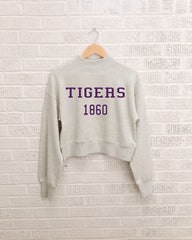 LSU Tigers College Block Puff Ink Gray Mock Neck Hi-Dive Sweatshirt