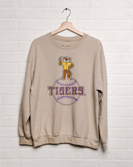 LSU Tigers Mascot Baseball Sand Thrifted Sweatshirt