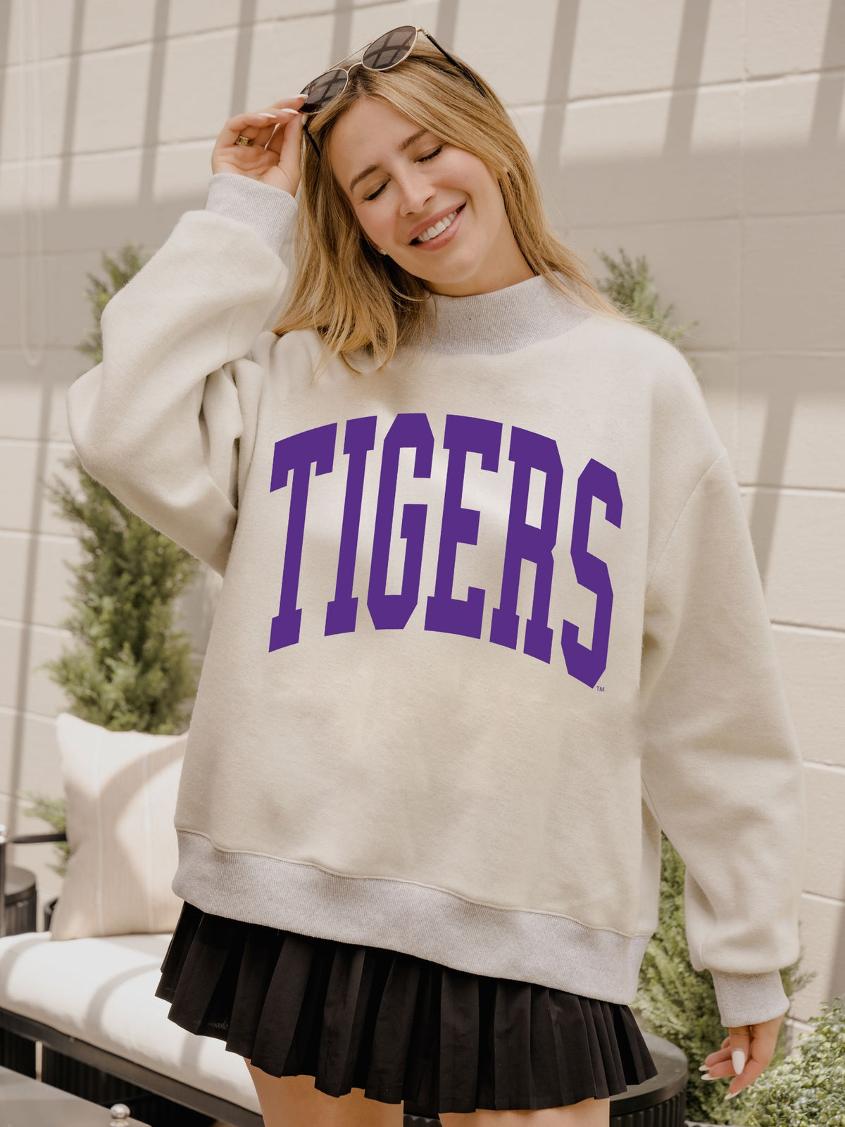 LSU Tigers Tall Boy Gray Mock Neck Reversible Sweatshirt