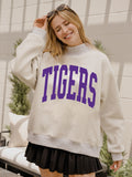 LSU Tigers Tall Boy Gray Mock Neck Reversible Sweatshirt