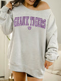 LSU Tigers Gingham Heart Ash Gray Flashdance Sweatshirt