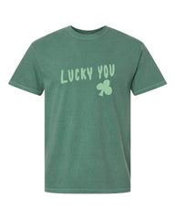 St. Patrick's Day Lucky You Puff Ink Light Green CC Tee