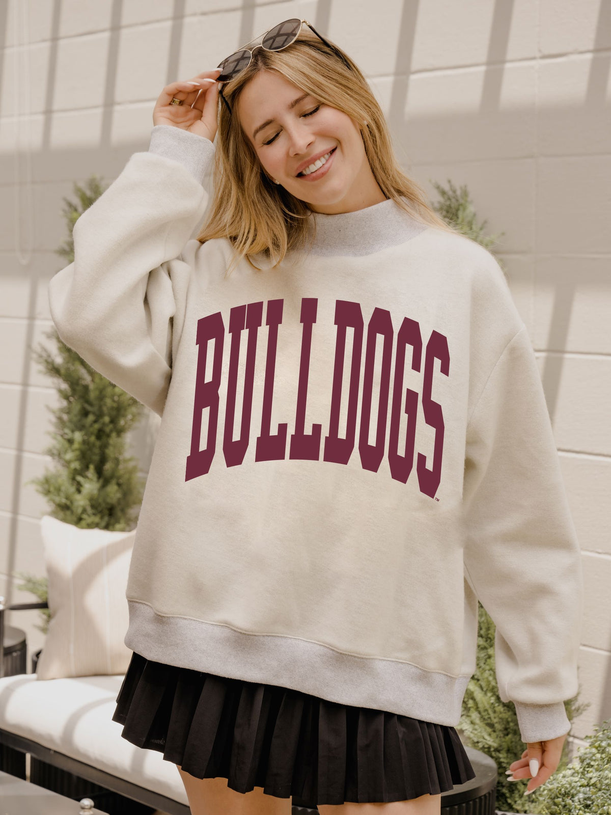 Mississippi State Bulldogs Tall Boy Gray Mock Neck Reversible Sweatshirt