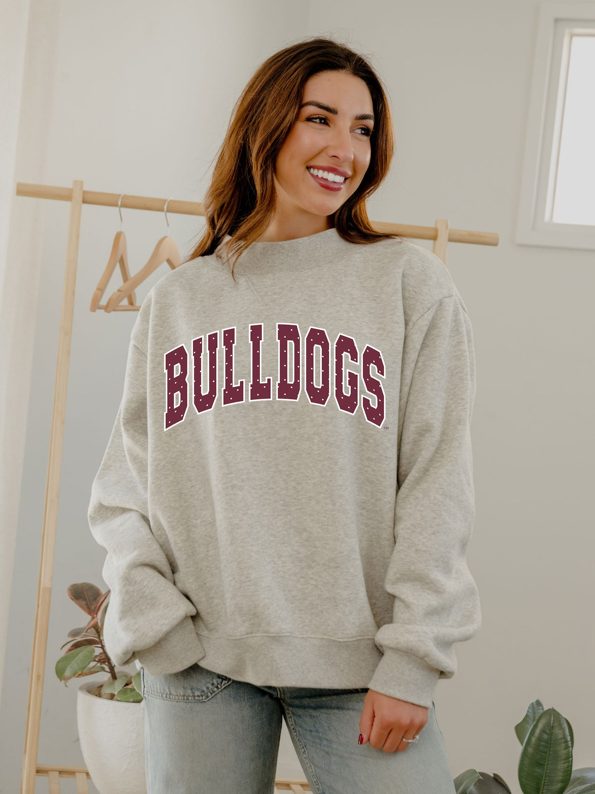 Mississippi State Bulldogs Polka Dot Puff Ink Weekend Ash Gray Mock Neck Sweatshirt