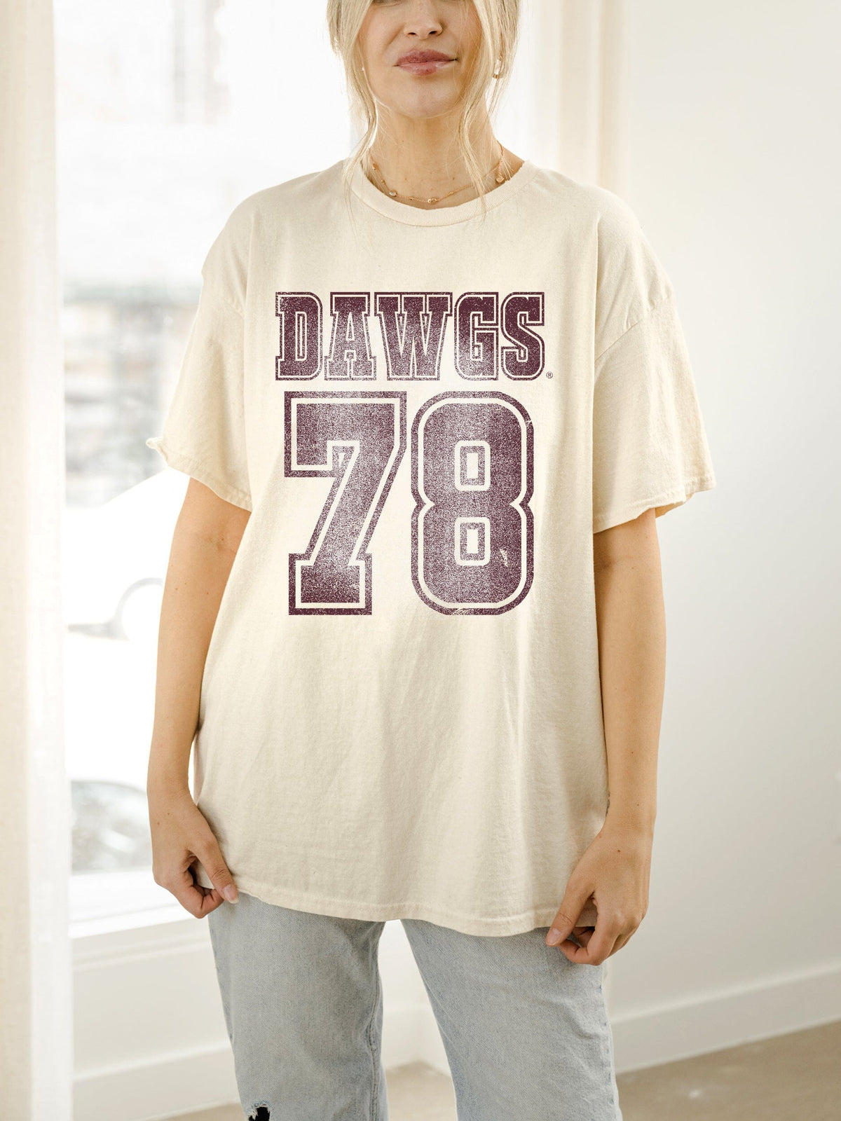 Mississippi State Bulldogs Player Off White Thrifted Tee