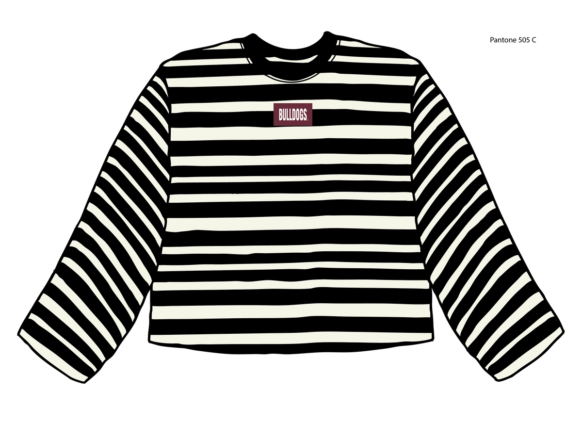 *COMING SOON* Mississippi State Bulldogs Block Stich Black/White Stripe Long Sleeve Top